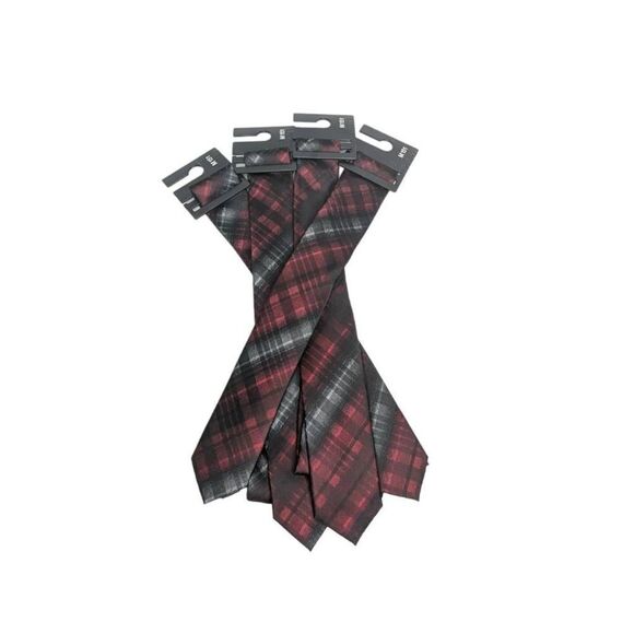 M151 Tie Plaid Slim Neck Tie New With tags red black gray - Picture 10 of 11